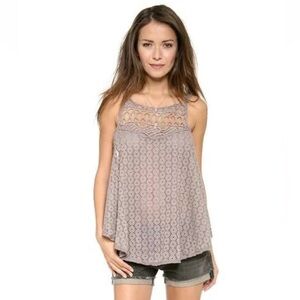 Free People I Got My Eyelet on You Taupe Top Size XSMALL